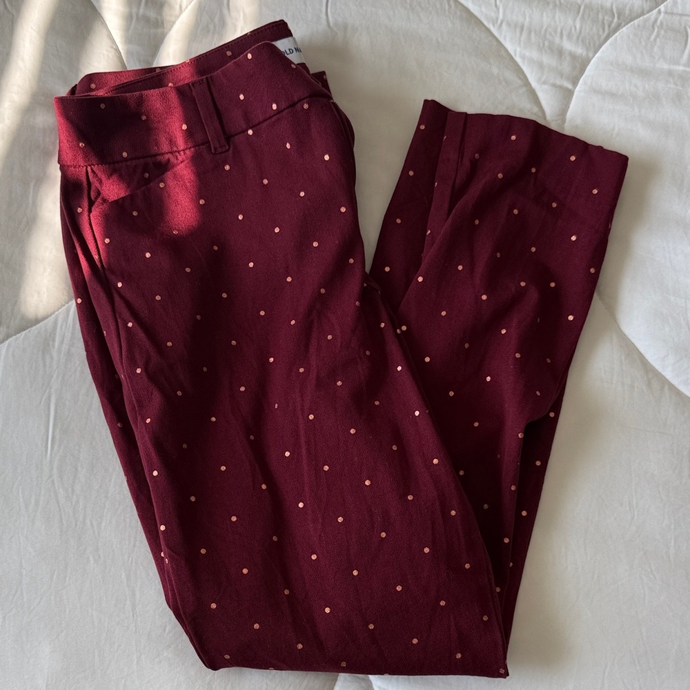 Old Navy Pixie Maroon Pants With Dotted Pattern - image 1